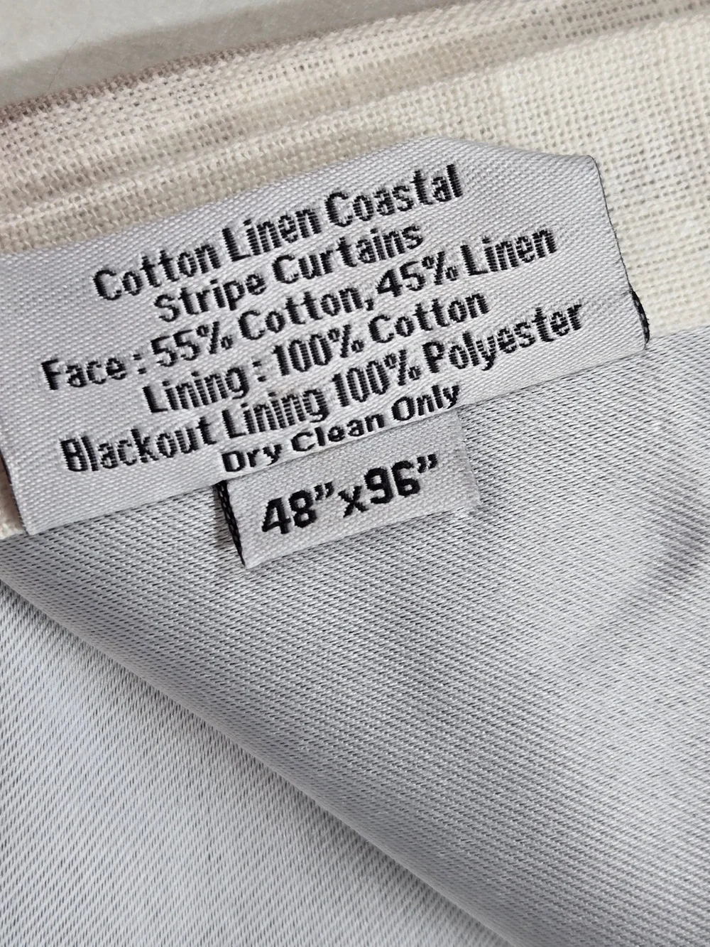 NWT QUINCE Set 2 48x96 Coastal Stripe Linen Cotton True Blackout Curtains 9294